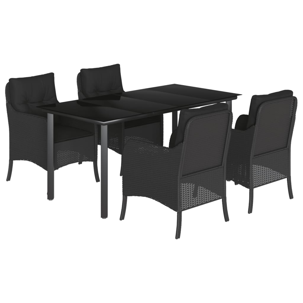 8721012316638_a_en_hd_1 vidaXL 5 Piece Garden Dining Set with Cushions Black Poly Rattan - Image 2