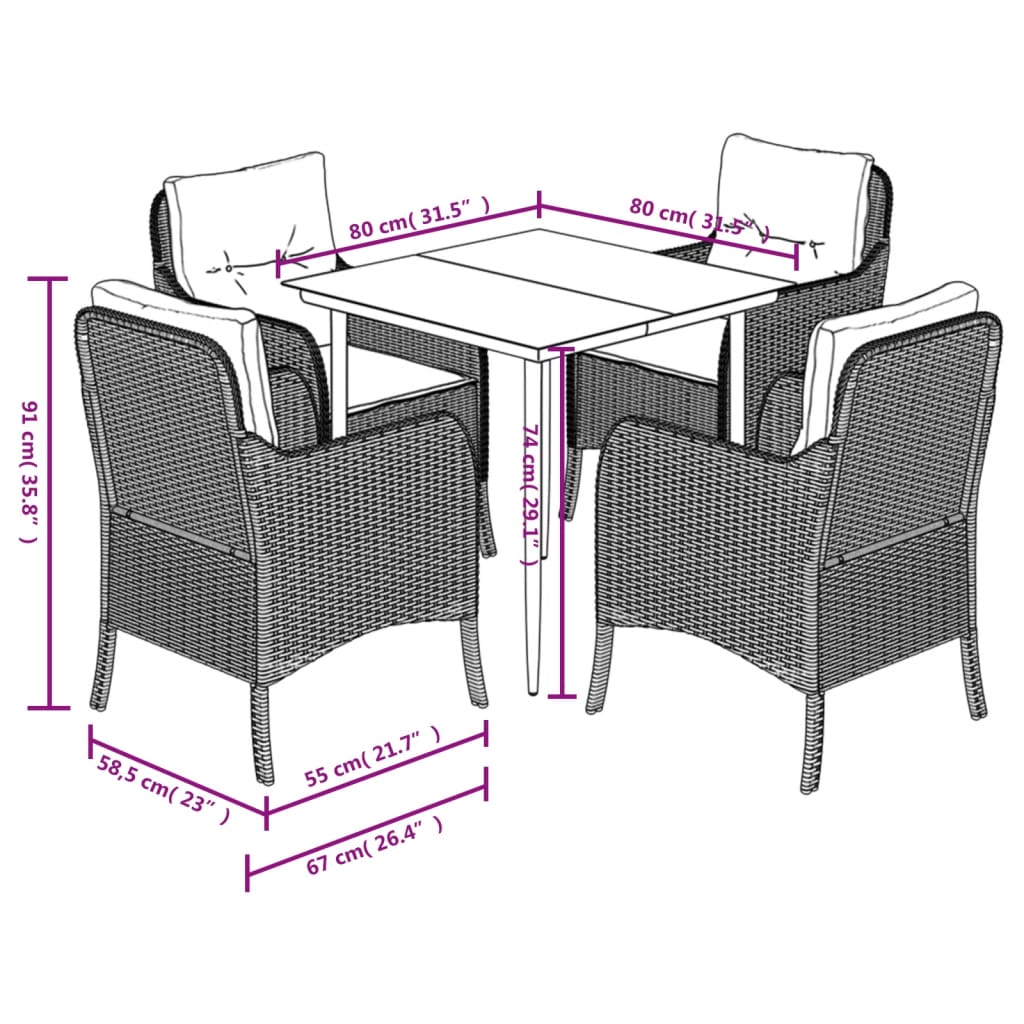 8721012316829_g_en_hd_5 vidaXL 5 Piece Garden Dining Set with Cushions Grey Poly Rattan - Image 7