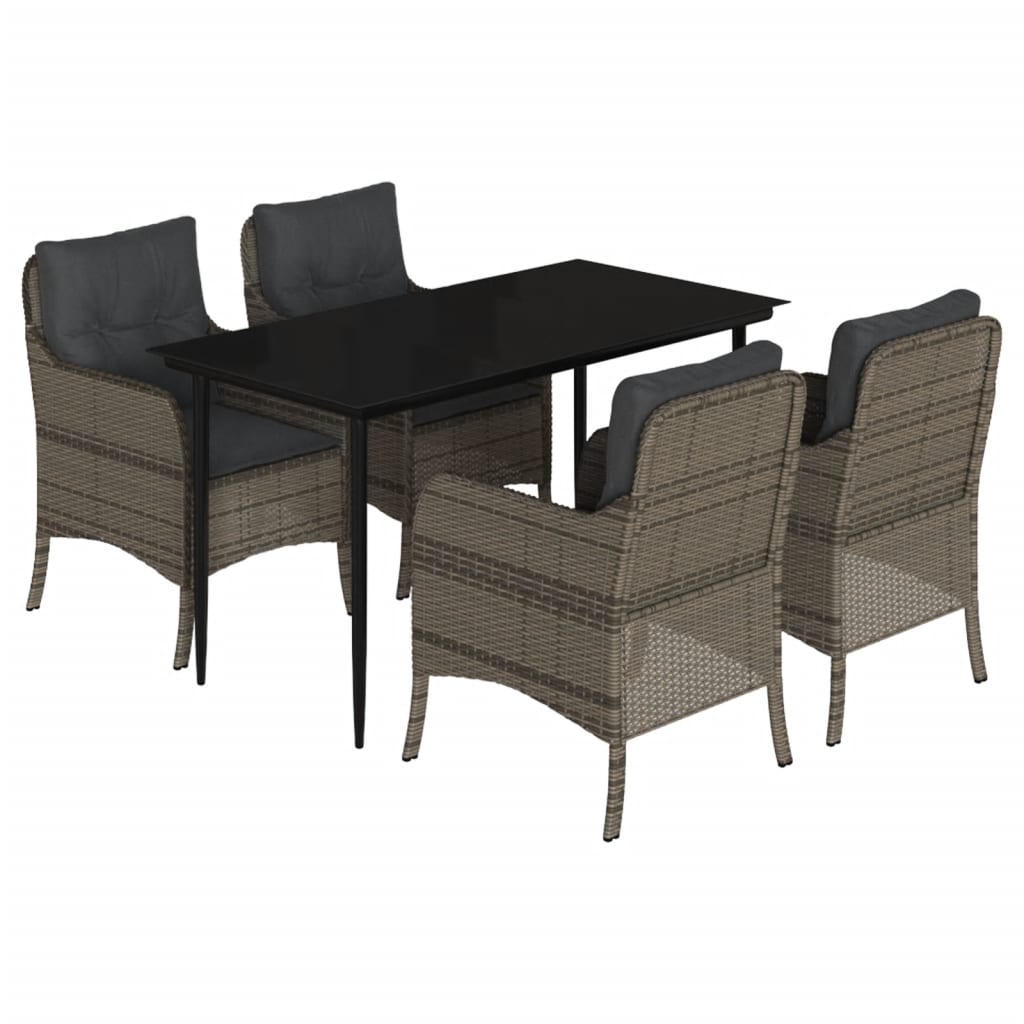 8721012316836_a_en_hd_1 vidaXL 5 Piece Garden Dining Set with Cushions Grey Poly Rattan - Image 2
