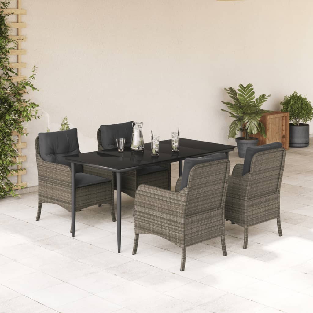 8721012316843_m_en_hd_1 vidaXL 5 Piece Garden Dining Set with Cushions Grey Poly Rattan - Image 1