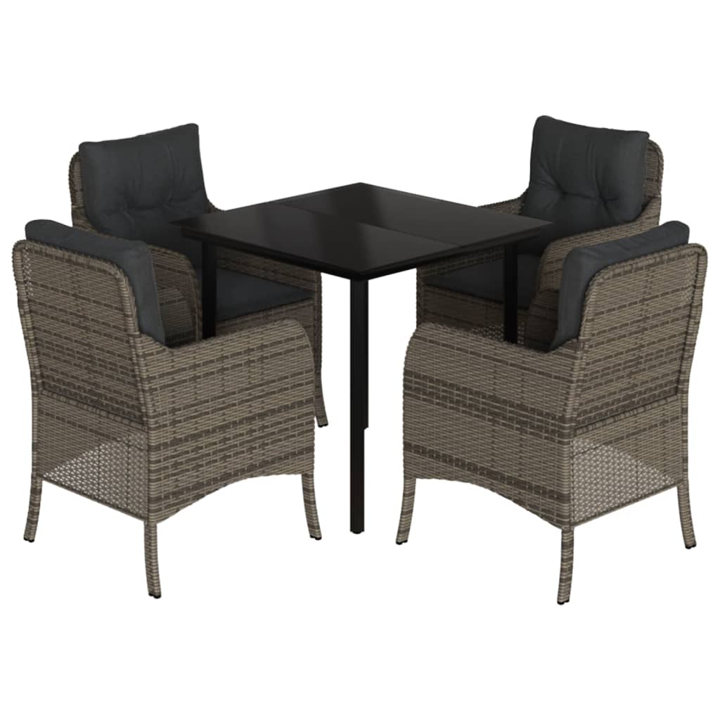 8721012316898_a_en_hd_1 vidaXL 5 Piece Garden Dining Set with Cushions Grey Poly Rattan - Image 2