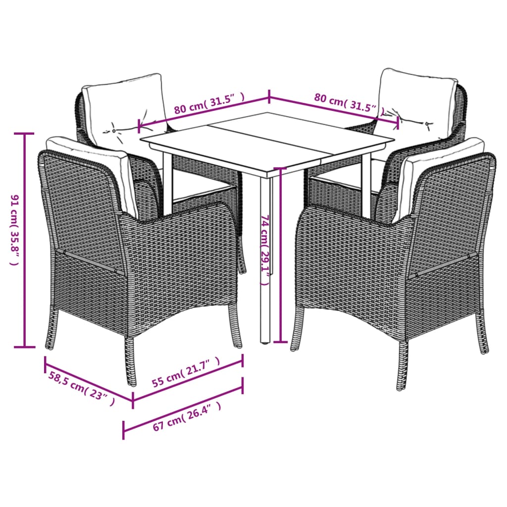8721012316898_g_en_hd_5 vidaXL 5 Piece Garden Dining Set with Cushions Grey Poly Rattan - Image 7