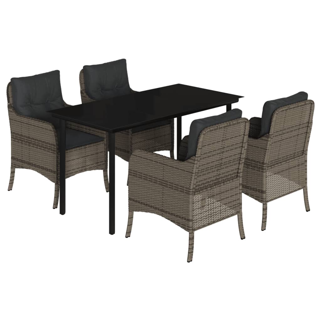 8721012316904_a_en_hd_1 vidaXL 5 Piece Garden Dining Set with Cushions Grey Poly Rattan - Image 2