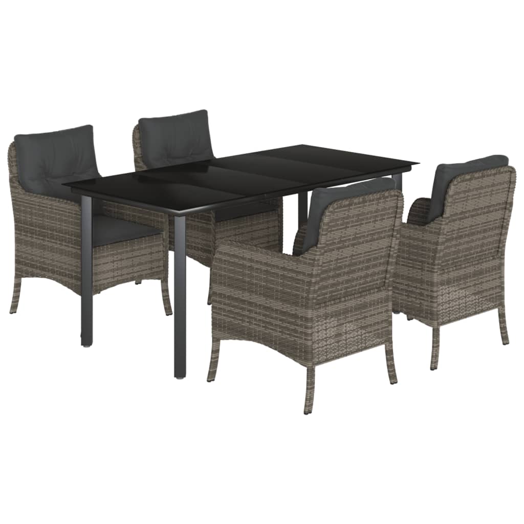 8721012316911_a_en_hd_1 vidaXL 5 Piece Garden Dining Set with Cushions Grey Poly Rattan - Image 2