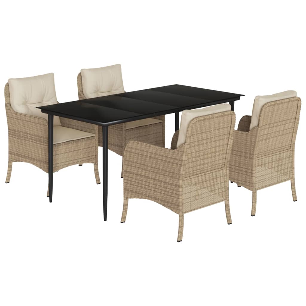 8721012316980_a_en_hd_1 vidaXL 5 Piece Garden Dining Set with Cushions Beige Poly Rattan - Image 2