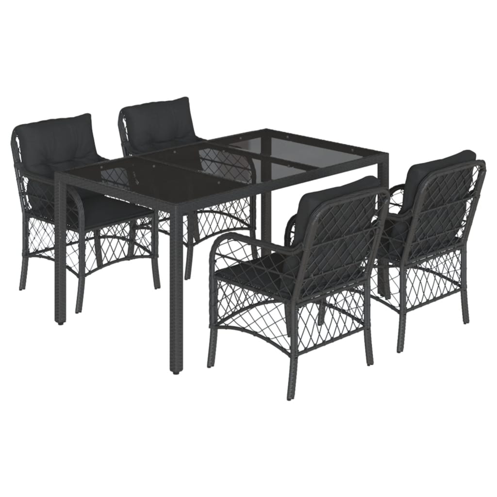 8721012317598_a_en_hd_1 vidaXL 5 Piece Garden Dining Set with Cushions Black Poly Rattan - Image 2