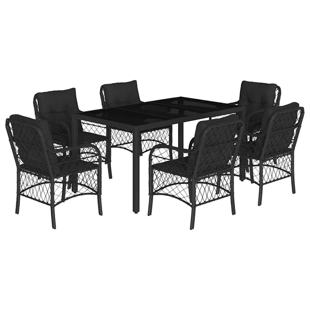 8721012317604_a_en_hd_1 vidaXL 7 Piece Garden Dining Set with Cushions Black Poly Rattan - Image 2