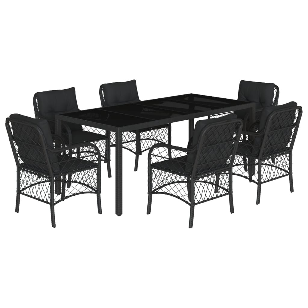 8721012317611_a_en_hd_1 vidaXL 7 Piece Garden Dining Set with Cushions Black Poly Rattan - Image 2