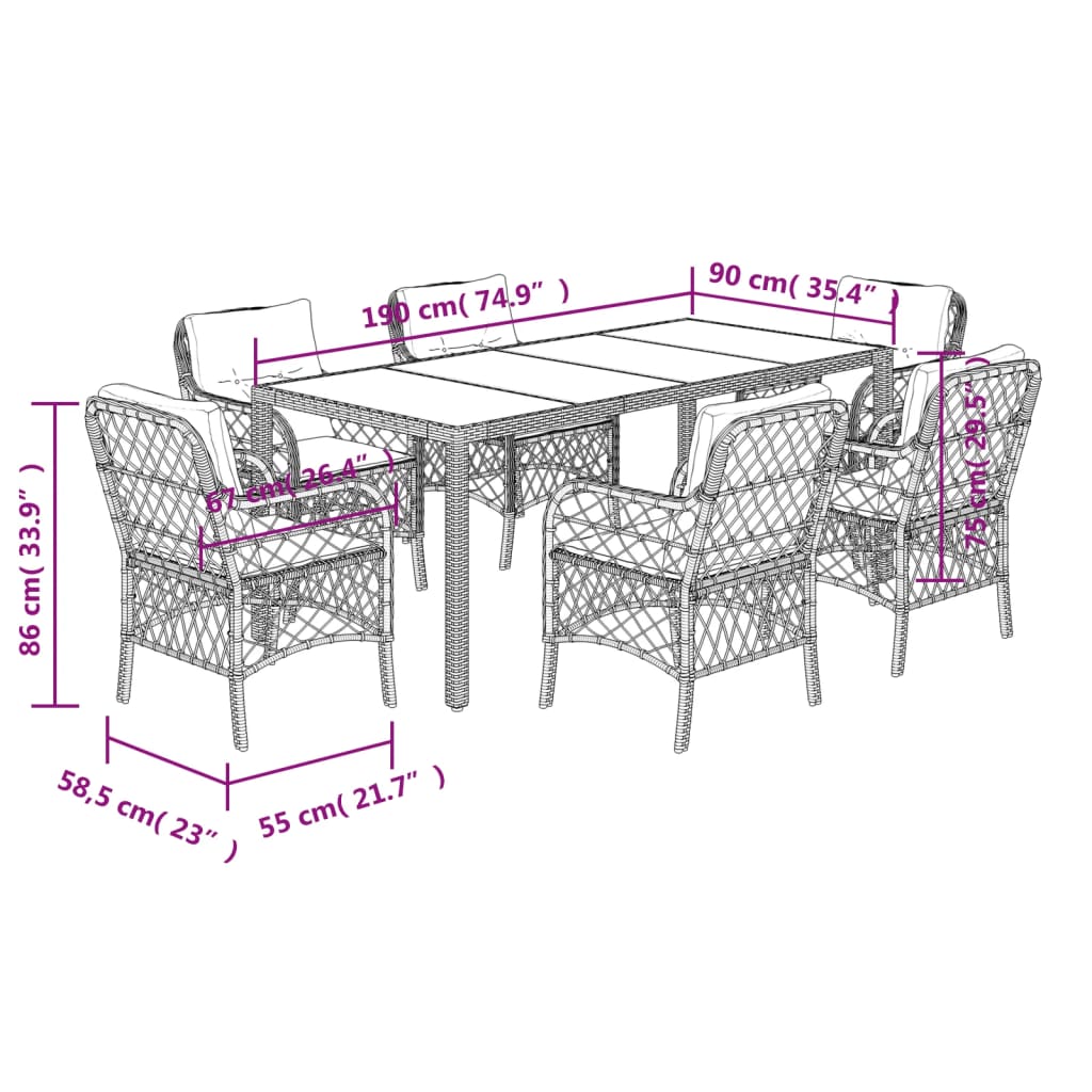 8721012317611_g_en_hd_5 vidaXL 7 Piece Garden Dining Set with Cushions Black Poly Rattan - Image 7