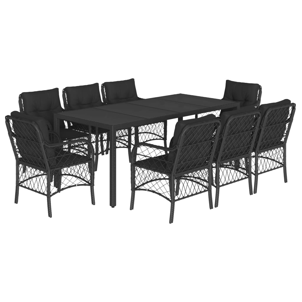 8721012317628_a_en_hd_1 vidaXL 9 Piece Garden Dining Set with Cushions Black Poly Rattan - Image 2