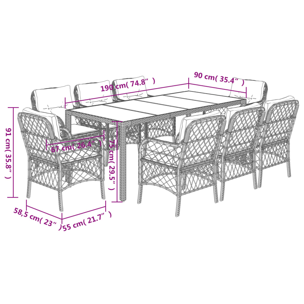 8721012317628_g_en_hd_5 vidaXL 9 Piece Garden Dining Set with Cushions Black Poly Rattan - Image 7
