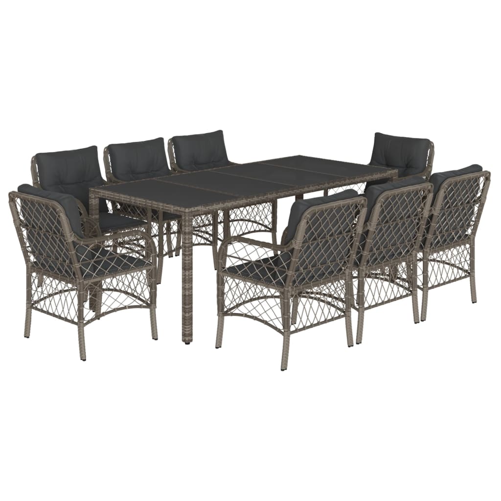 8721012317680_a_en_hd_1 vidaXL 9 Piece Garden Dining Set with Cushions Grey Poly Rattan - Image 2