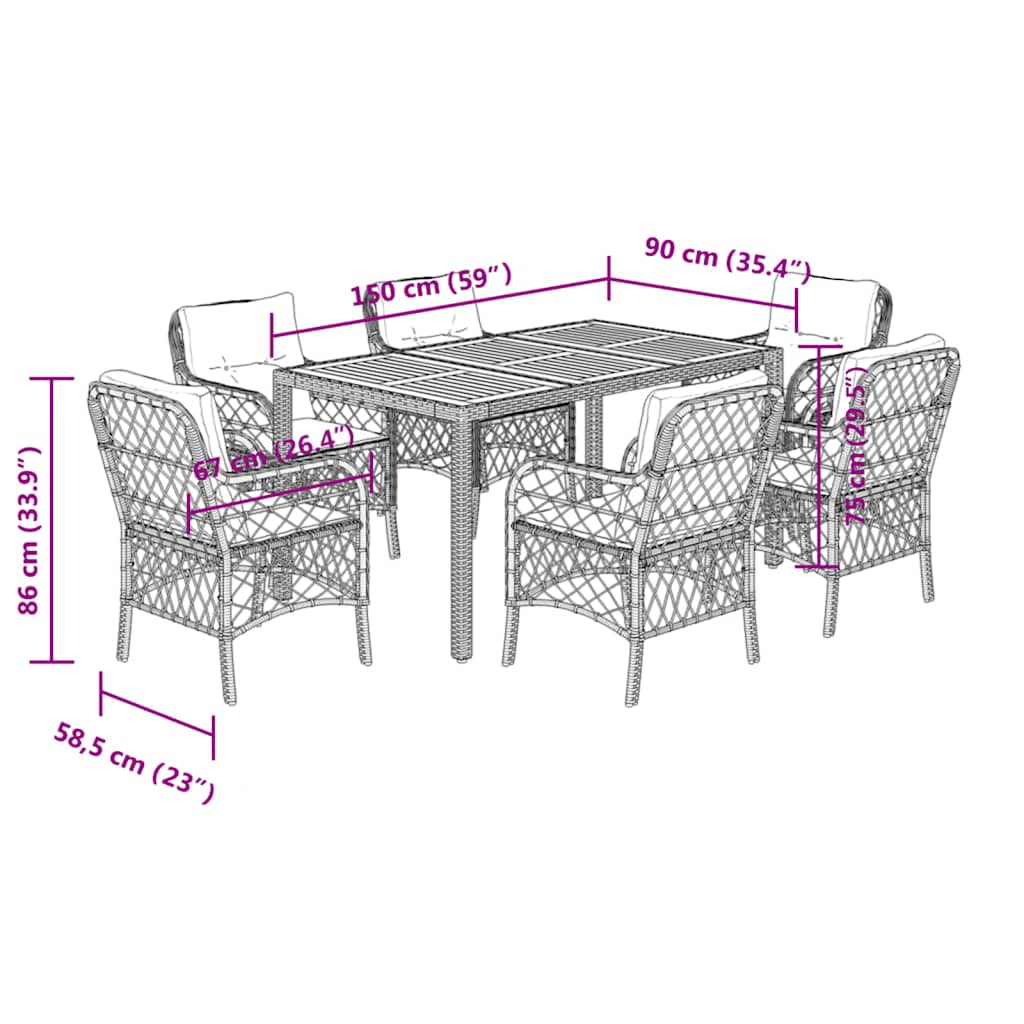 8721012317789_g_en_hd_5 vidaXL 7 Piece Garden Dining Set with Cushions Black Poly Rattan - Image 7