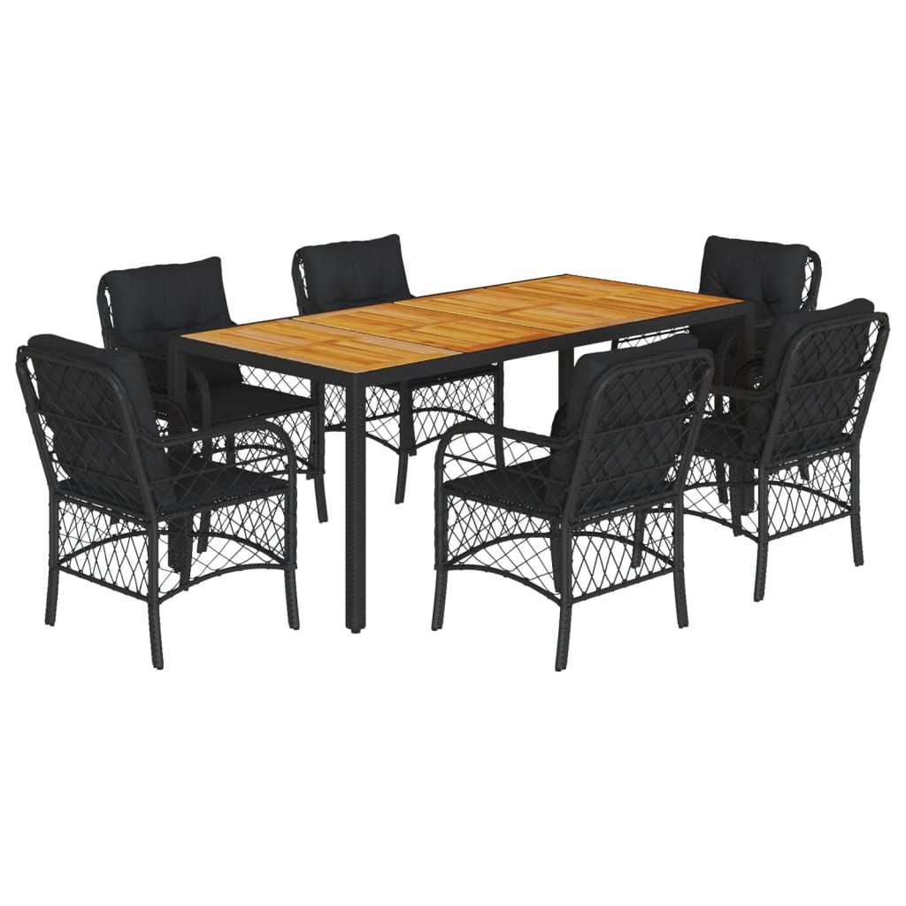 8721012317796_a_en_hd_1 vidaXL 7 Piece Garden Dining Set with Cushions Black Poly Rattan - Image 2