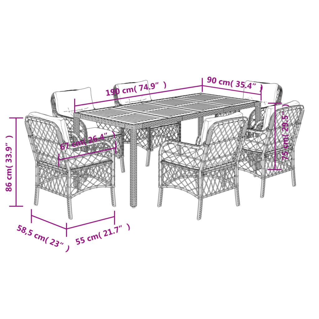 8721012317796_g_en_hd_5 vidaXL 7 Piece Garden Dining Set with Cushions Black Poly Rattan - Image 7