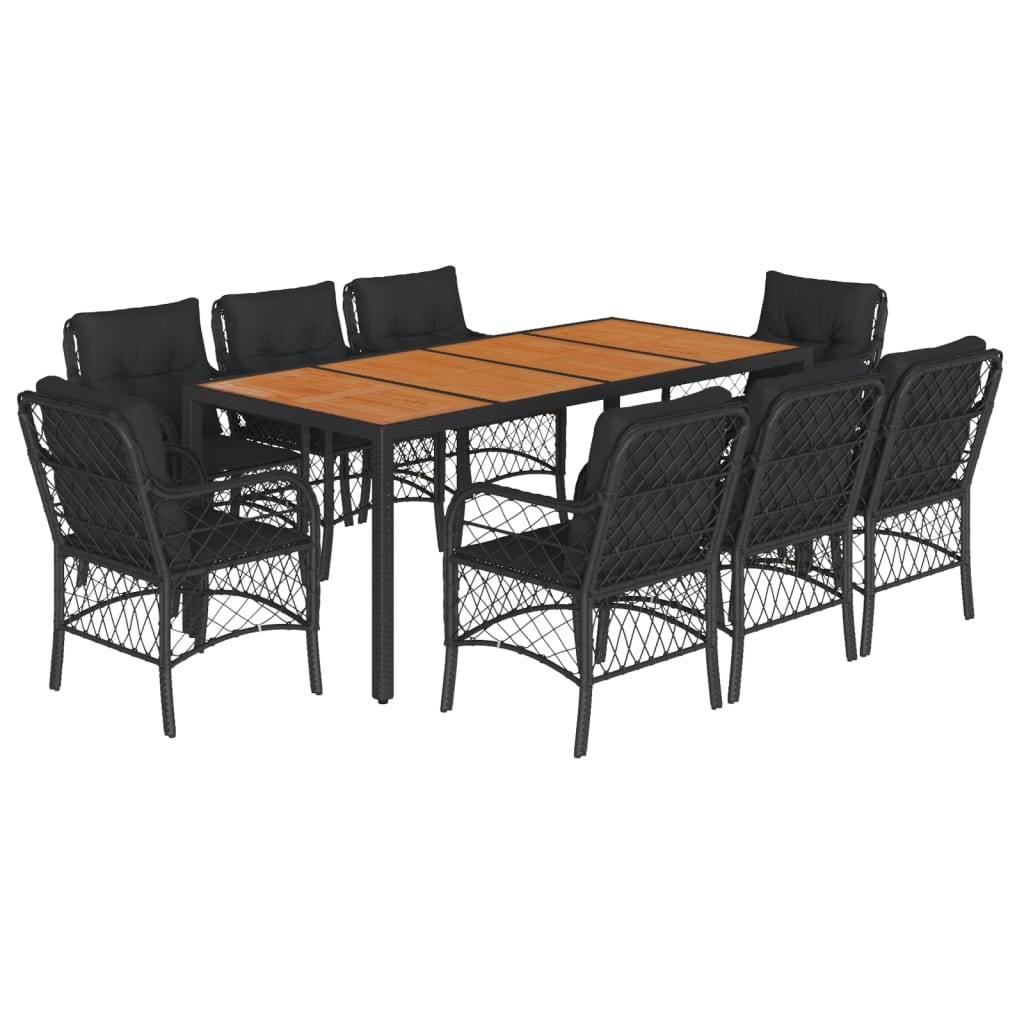 8721012317802_a_en_hd_1 vidaXL 9 Piece Garden Dining Set with Cushions Black Poly Rattan - Image 2