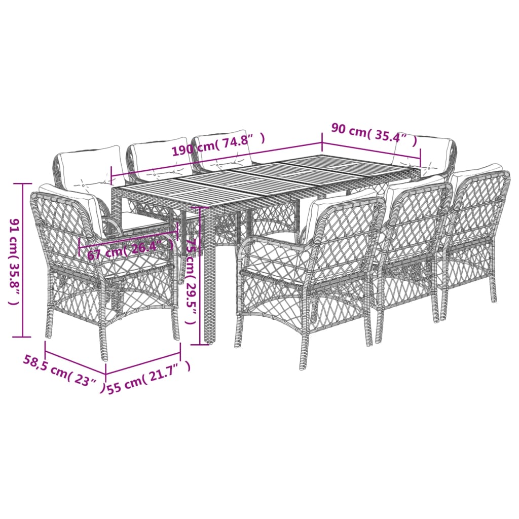 8721012317802_g_en_hd_5 vidaXL 9 Piece Garden Dining Set with Cushions Black Poly Rattan - Image 7