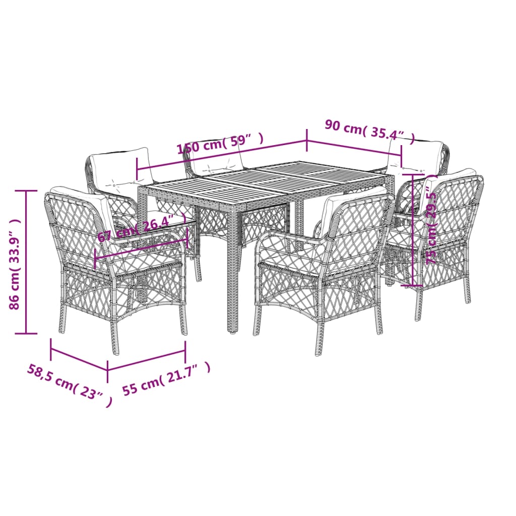 8721012317840_g_en_hd_5 vidaXL 7 Piece Garden Dining Set with Cushions Grey Poly Rattan - Image 7
