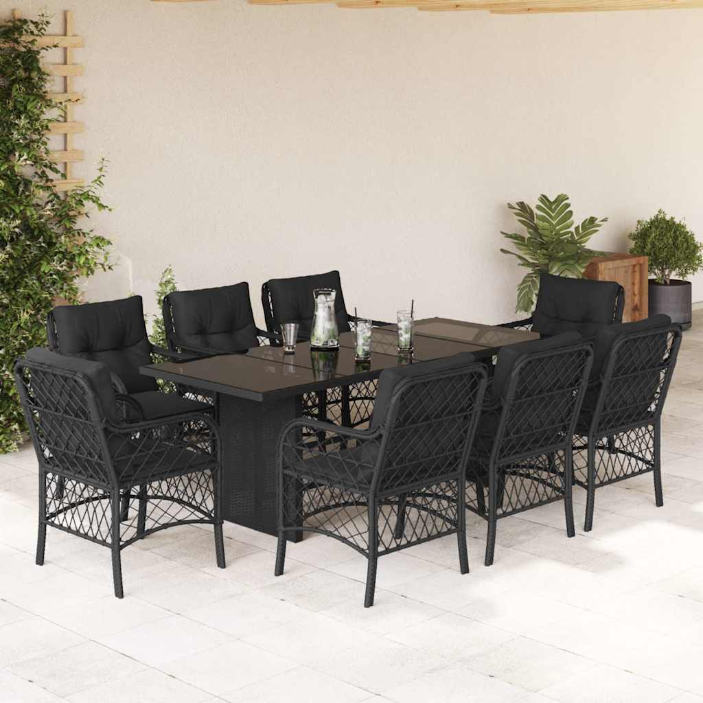 8721012317901_m_en_hd_1 vidaXL 9 Piece Garden Dining Set with Cushions Black Poly Rattan - Image 1