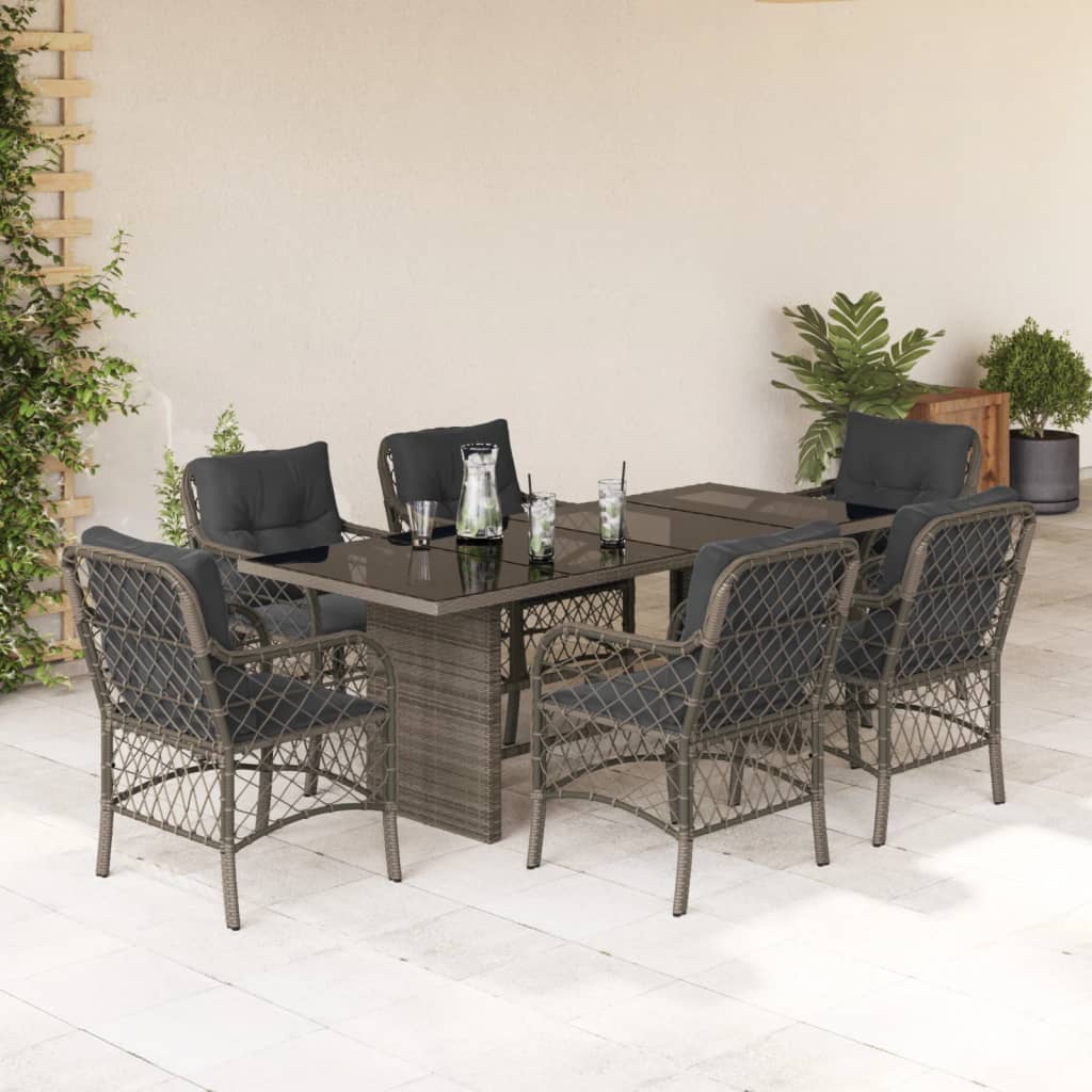 8721012317932_m_en_hd_1 vidaXL 7 Piece Garden Dining Set with Cushions Grey Poly Rattan - Image 1