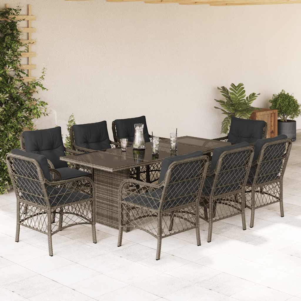 8721012317949_m_en_hd_1 vidaXL 9 Piece Garden Dining Set with Cushions Grey Poly Rattan - Image 1