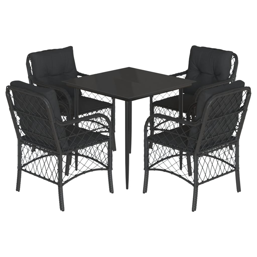 8721012318304_a_en_hd_1 vidaXL 5 Piece Garden Dining Set with Cushions Black Poly Rattan - Image 2