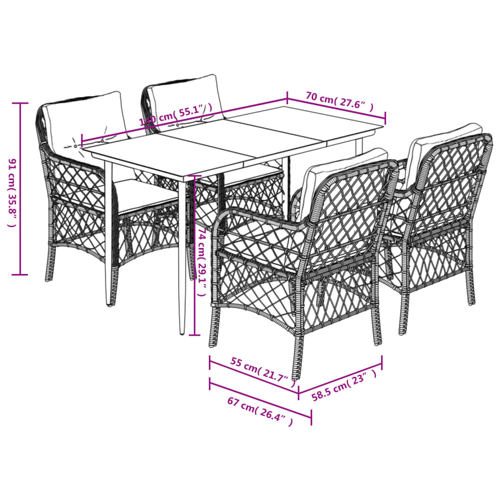8721012318311_g_en_hd_5 vidaXL 5 Piece Garden Dining Set with Cushions Black Poly Rattan - Image 7