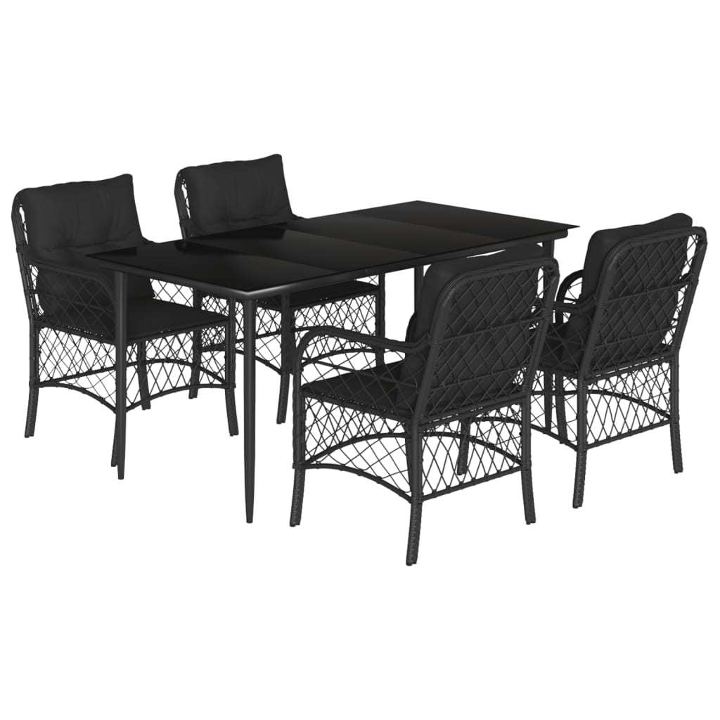 8721012318328_a_en_hd_1 vidaXL 5 Piece Garden Dining Set with Cushions Black Poly Rattan - Image 2