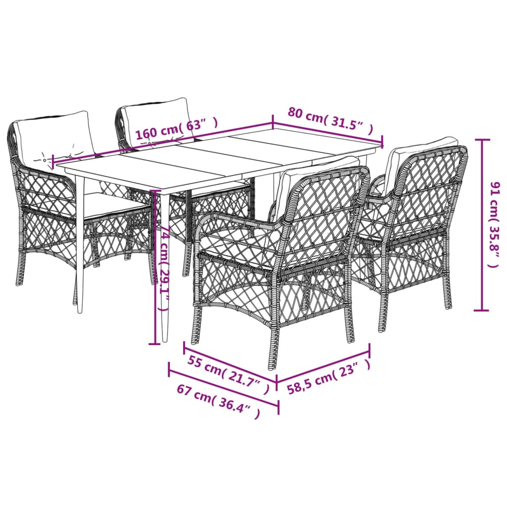 8721012318328_g_en_hd_5 vidaXL 5 Piece Garden Dining Set with Cushions Black Poly Rattan - Image 7
