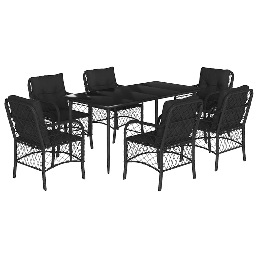 8721012318335_a_en_hd_1 vidaXL 7 Piece Garden Dining Set with Cushions Black Poly Rattan - Image 2