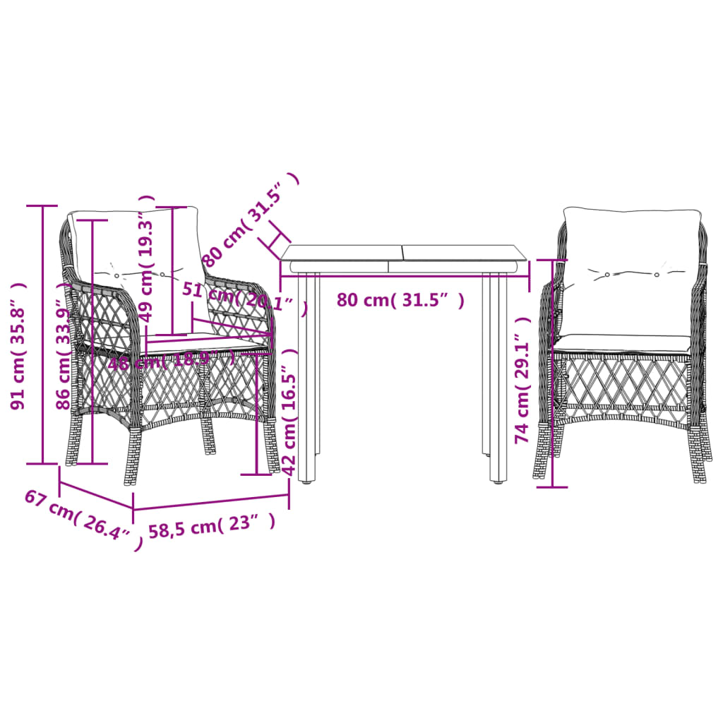 8721012318366_g_en_hd_5 vidaXL 3 Piece Bistro Set with Cushions Black Poly Rattan - Image 7