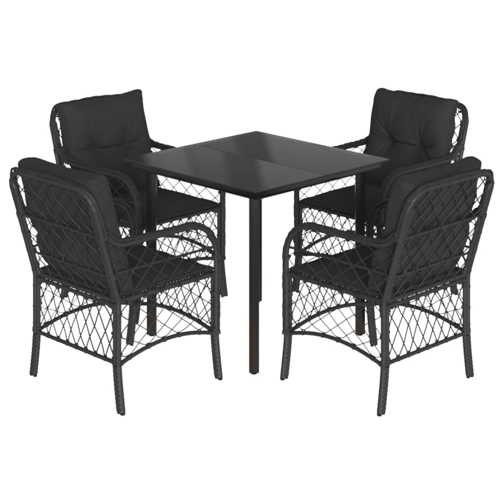 8721012318373_a_en_hd_1 vidaXL 5 Piece Garden Dining Set with Cushions Black Poly Rattan - Image 2