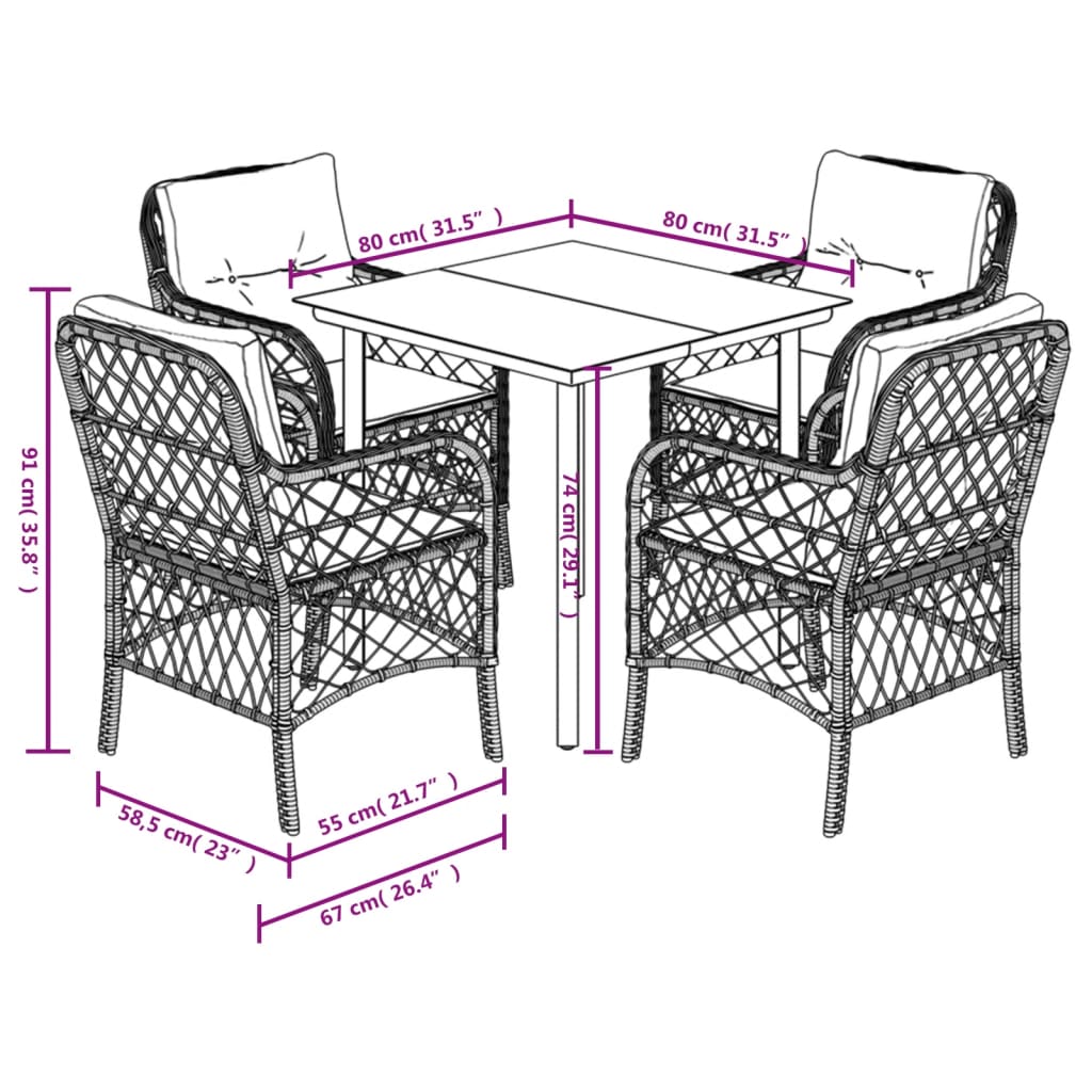 8721012318373_g_en_hd_5 vidaXL 5 Piece Garden Dining Set with Cushions Black Poly Rattan - Image 7