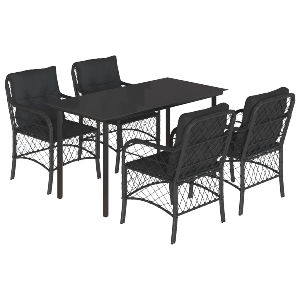 8721012318380_a_en_hd_1 vidaXL 5 Piece Garden Dining Set with Cushions Black Poly Rattan - Image 2