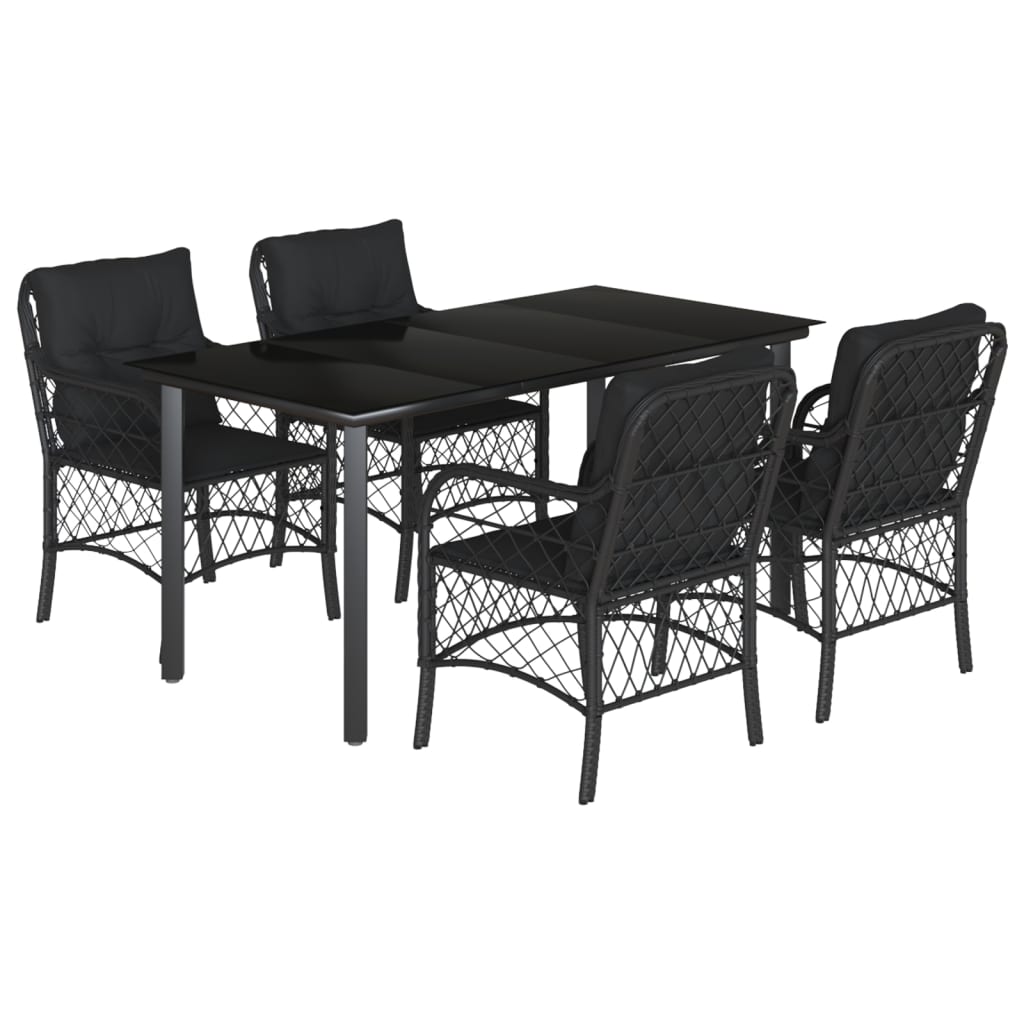 8721012318397_a_en_hd_1 vidaXL 5 Piece Garden Dining Set with Cushions Black Poly Rattan - Image 2