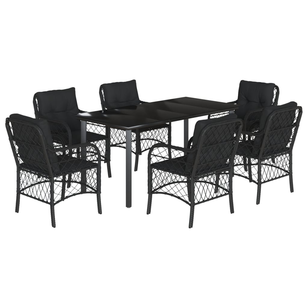 8721012318403_a_en_hd_1 vidaXL 7 Piece Garden Dining Set with Cushions Black Poly Rattan - Image 2