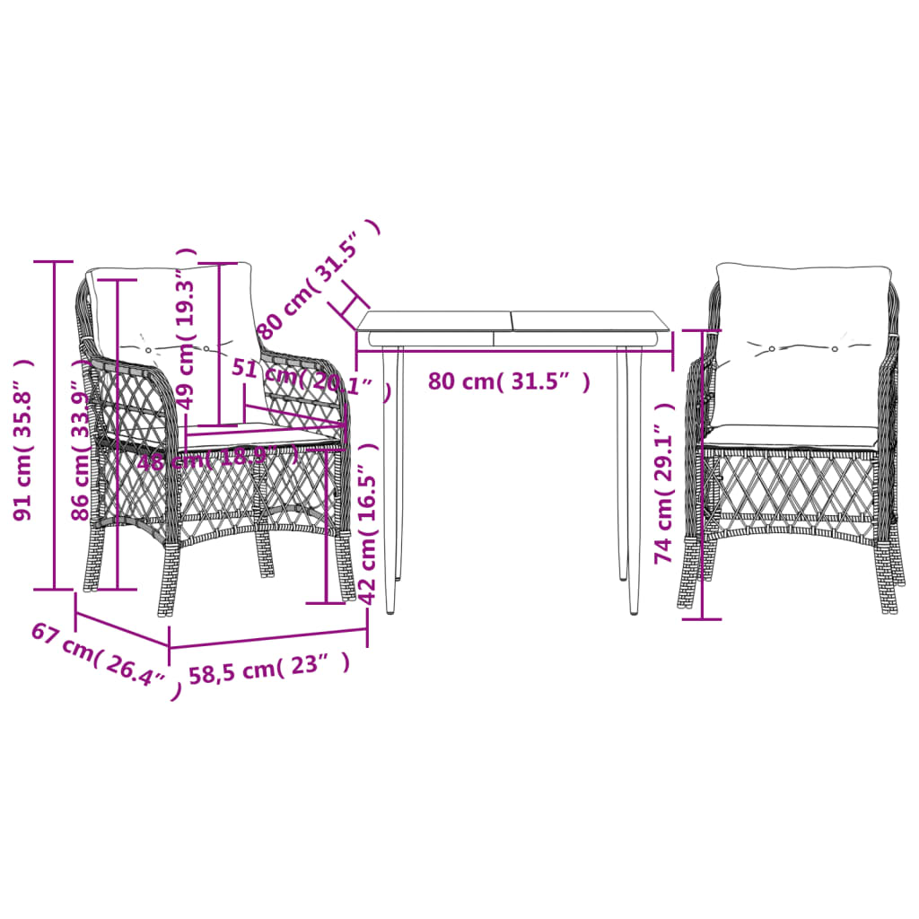 8721012318571_g_en_hd_5 vidaXL 3 Piece Bistro Set with Cushions Grey Poly Rattan - Image 7