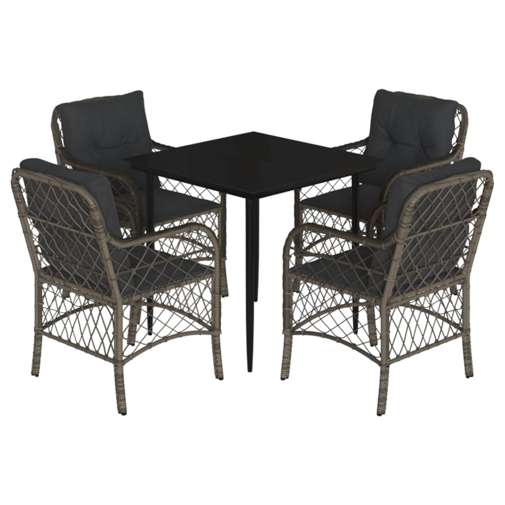 8721012318588_a_en_hd_1 vidaXL 5 Piece Garden Dining Set with Cushions Grey Poly Rattan - Image 2