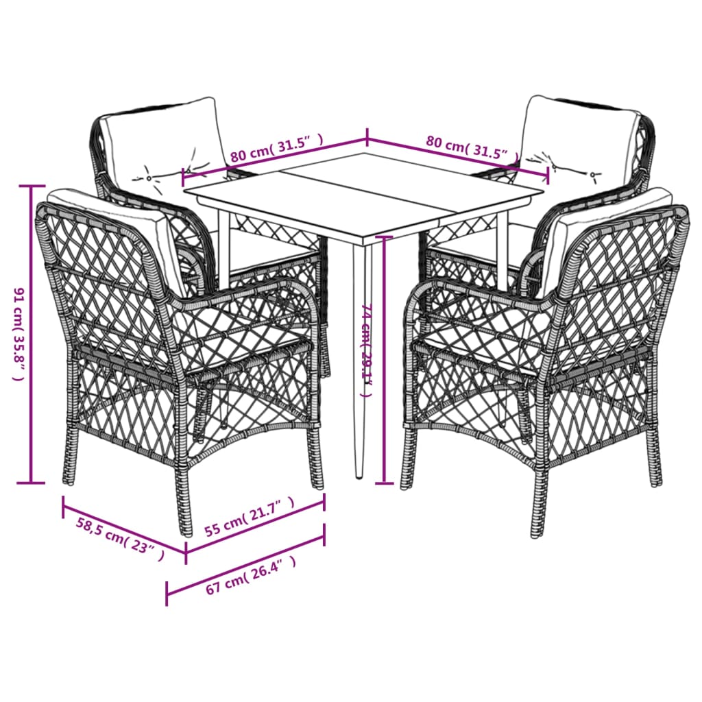 8721012318588_g_en_hd_5 vidaXL 5 Piece Garden Dining Set with Cushions Grey Poly Rattan - Image 7