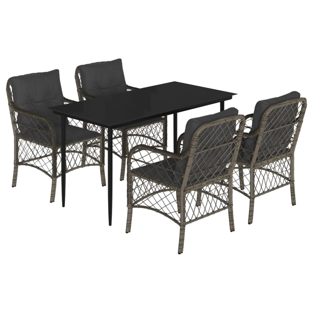 8721012318595_a_en_hd_1 vidaXL 5 Piece Garden Dining Set with Cushions Grey Poly Rattan - Image 2