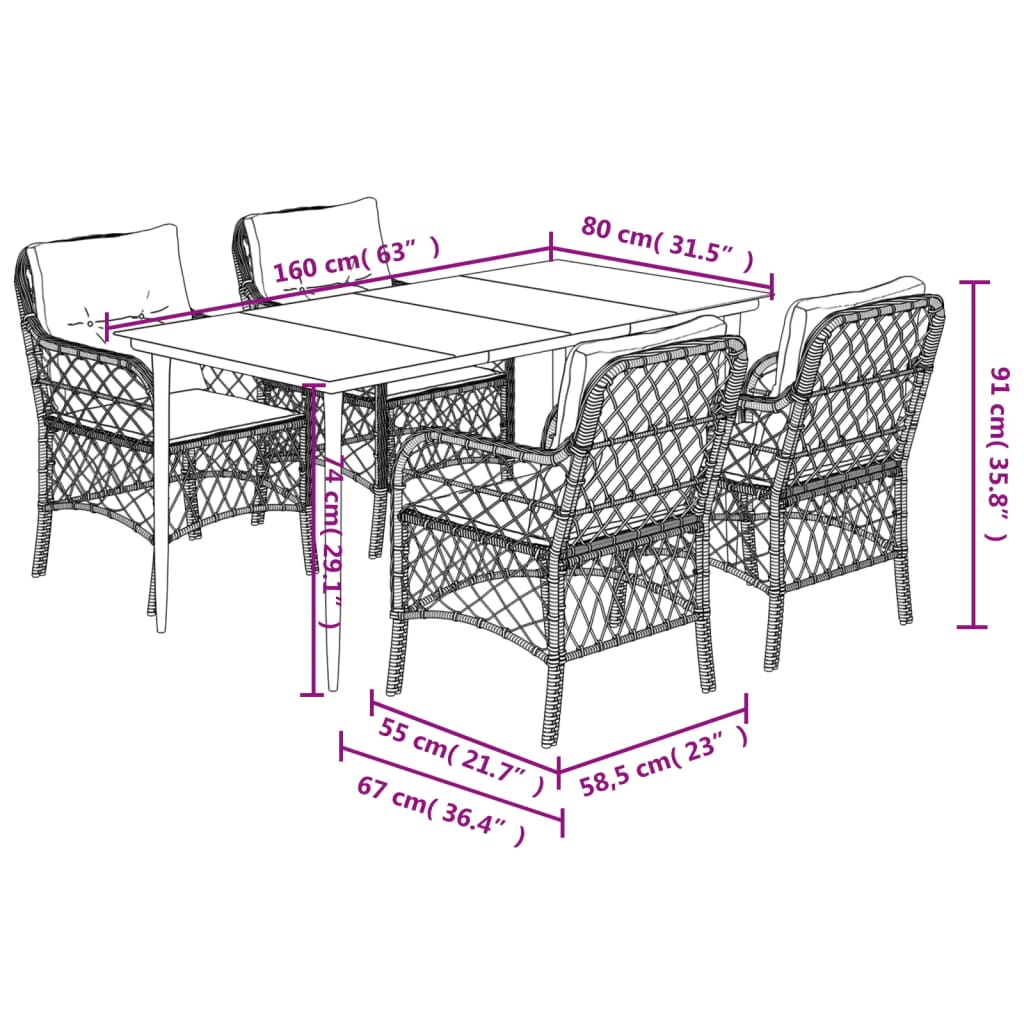 8721012318601_g_en_hd_5 vidaXL 5 Piece Garden Dining Set with Cushions Grey Poly Rattan - Image 7