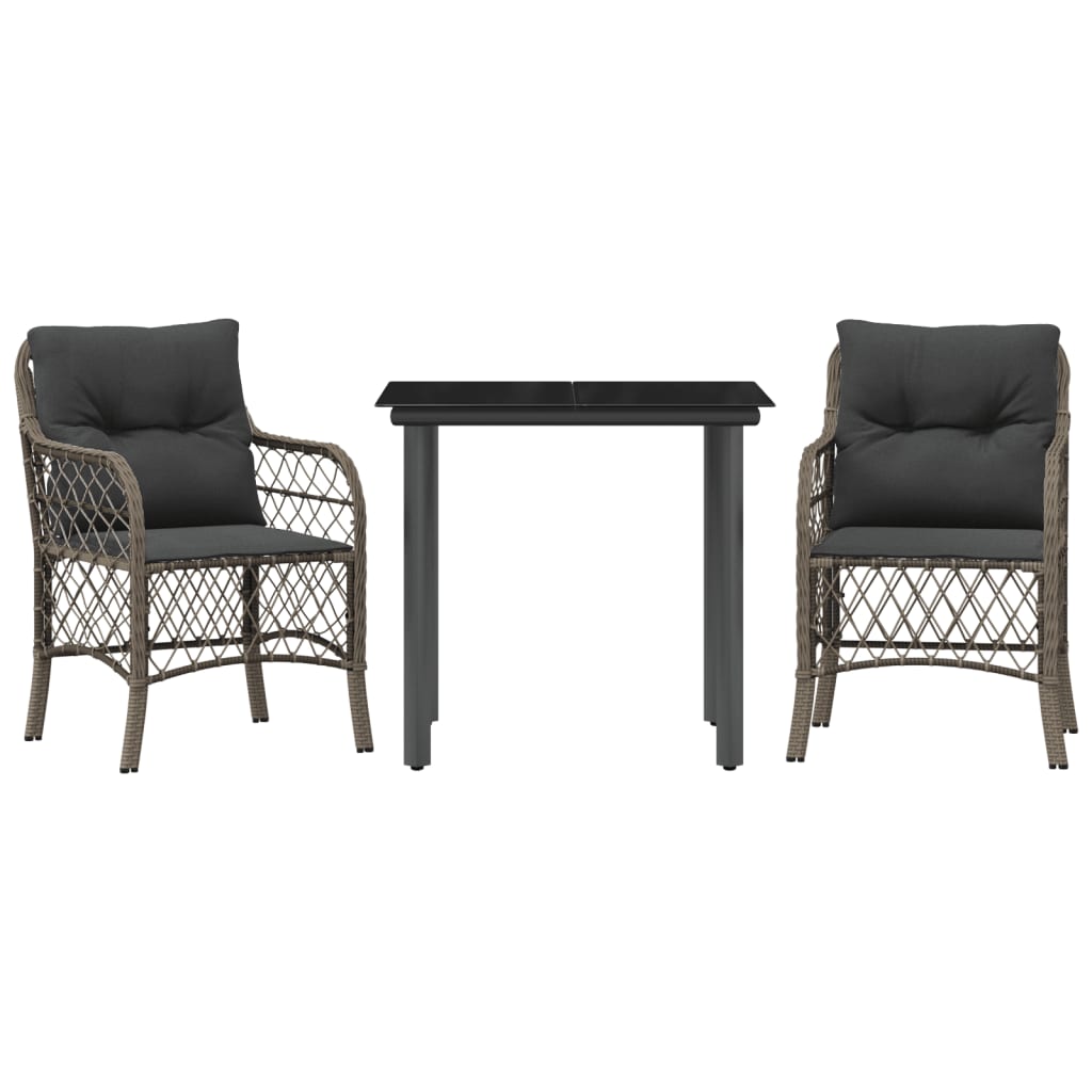8721012318649_a_en_hd_1 vidaXL 3 Piece Bistro Set with Cushions Grey Poly Rattan - Image 2