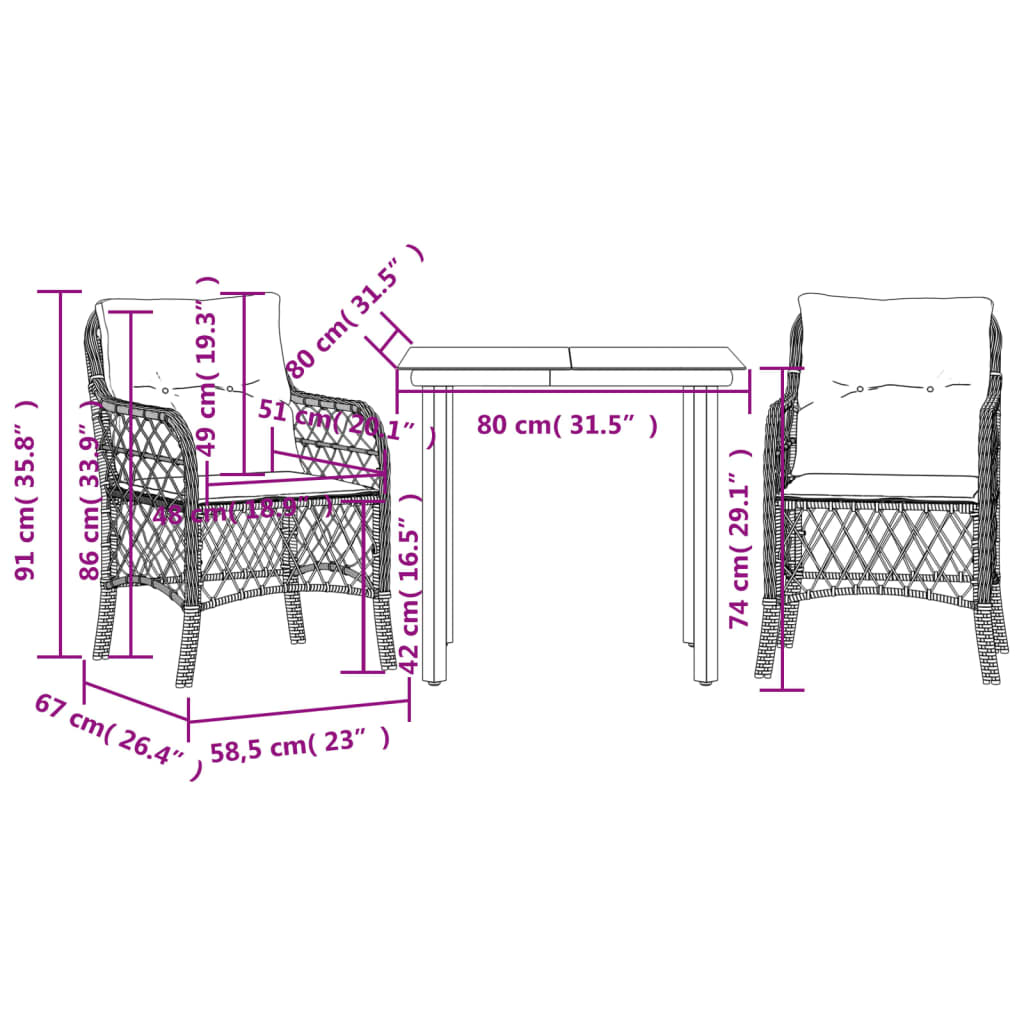 8721012318649_g_en_hd_5 vidaXL 3 Piece Bistro Set with Cushions Grey Poly Rattan - Image 7