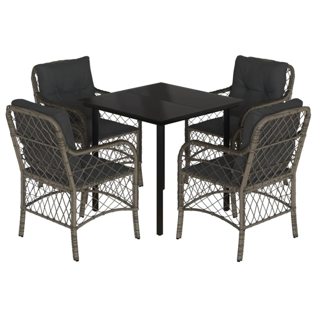 8721012318656_a_en_hd_1 vidaXL 5 Piece Garden Dining Set with Cushions Grey Poly Rattan - Image 2