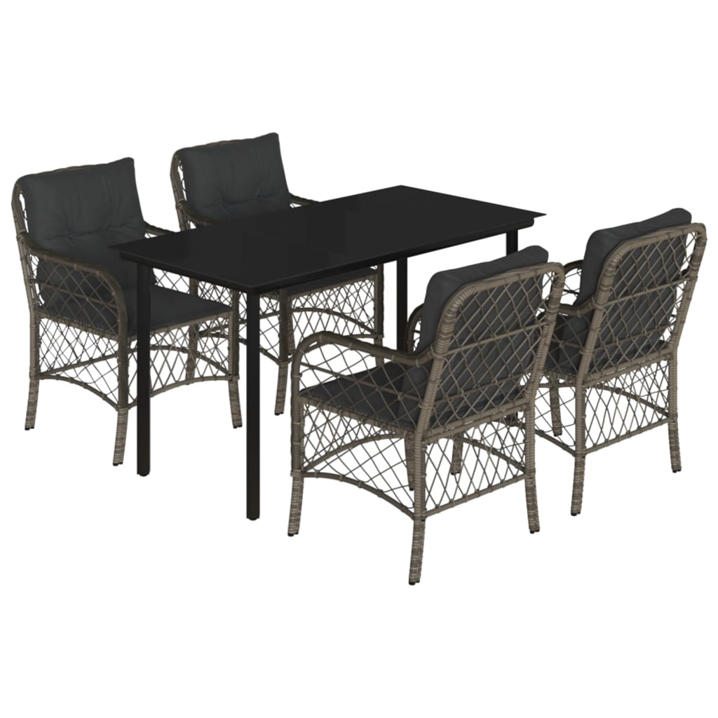 8721012318663_a_en_hd_1 vidaXL 5 Piece Garden Dining Set with Cushions Grey Poly Rattan - Image 2