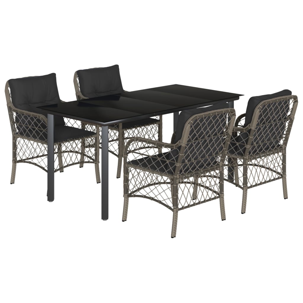8721012318670_a_en_hd_1 vidaXL 5 Piece Garden Dining Set with Cushions Grey Poly Rattan - Image 2