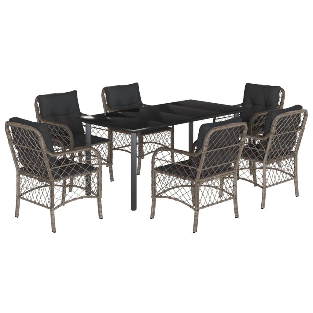 8721012318687_a_en_hd_1 vidaXL 7 Piece Garden Dining Set with Cushions Grey Poly Rattan - Image 2