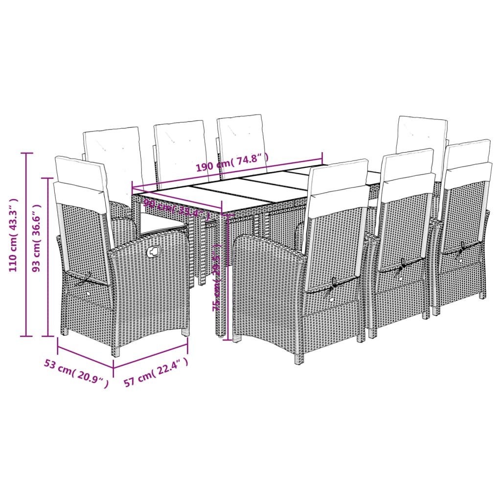 8721012319431_g_en_hd_7 vidaXL 9 Piece Garden Dining Set with Cushions Black Poly Rattan - Image 9
