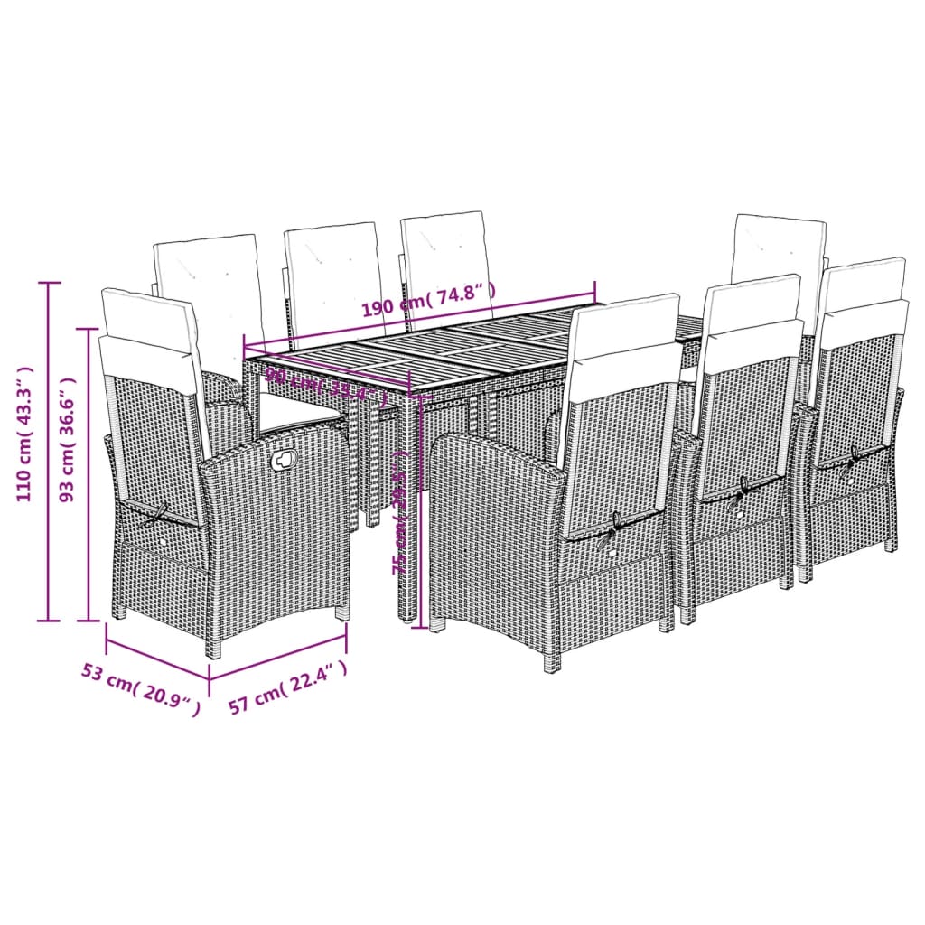 8721012319714_g_en_hd_10 vidaXL 9 Piece Garden Dining Set with Cushions Black Poly Rattan - Image 12