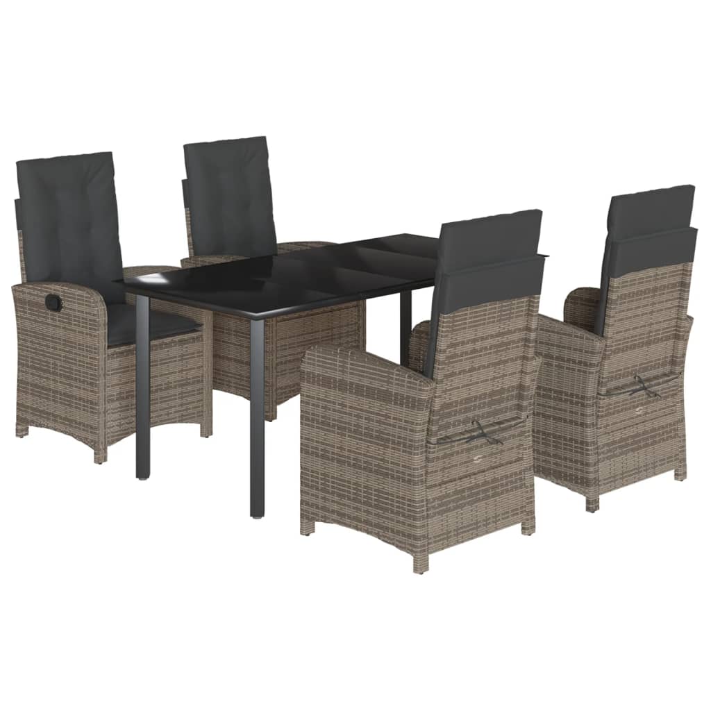 8721012320970_a_en_hd_1 vidaXL 5 Piece Garden Dining Set with Cushions Grey Poly Rattan - Image 2